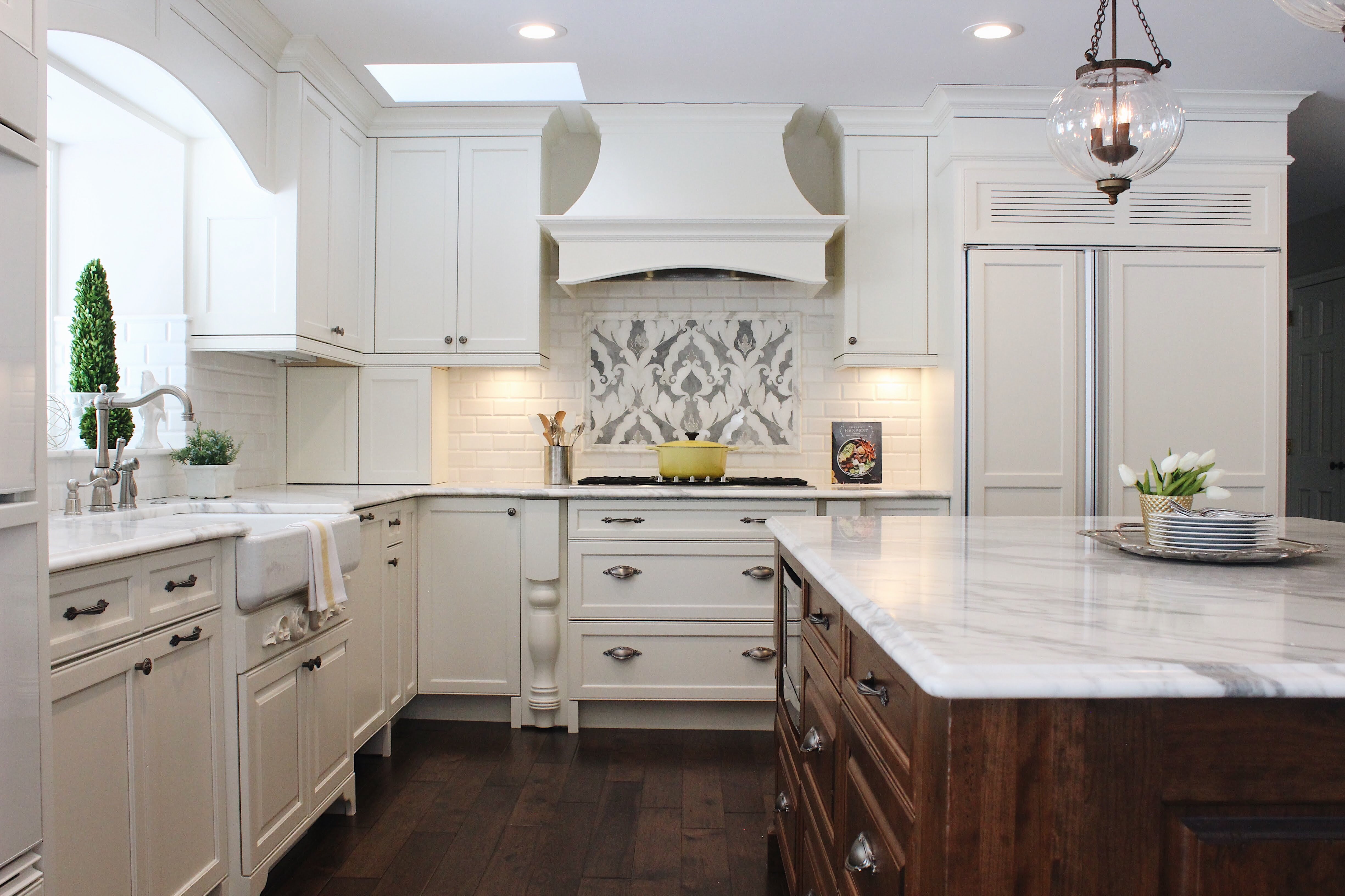 french white kitchen cabinet with light